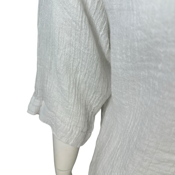 Pure Jill Linen Button Top Womens Size XS Gauze Crinkle Oversized White Summer - Picture 4 of 10